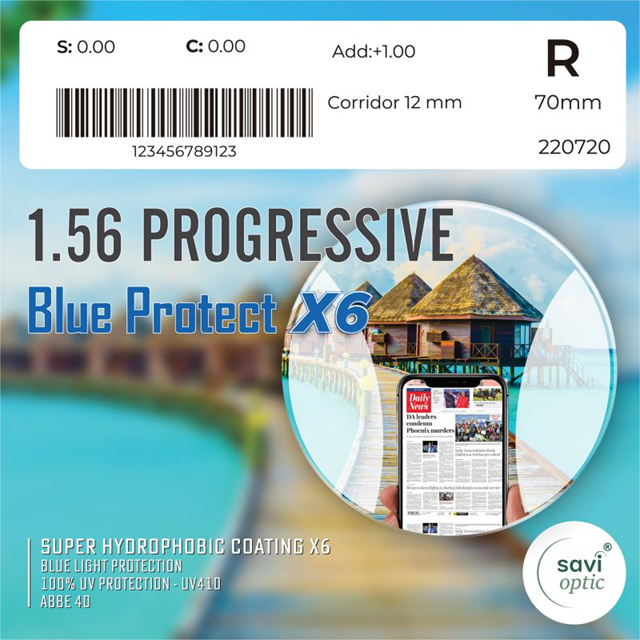 Tròng SAVI 1.56 Progressive Blue Protect